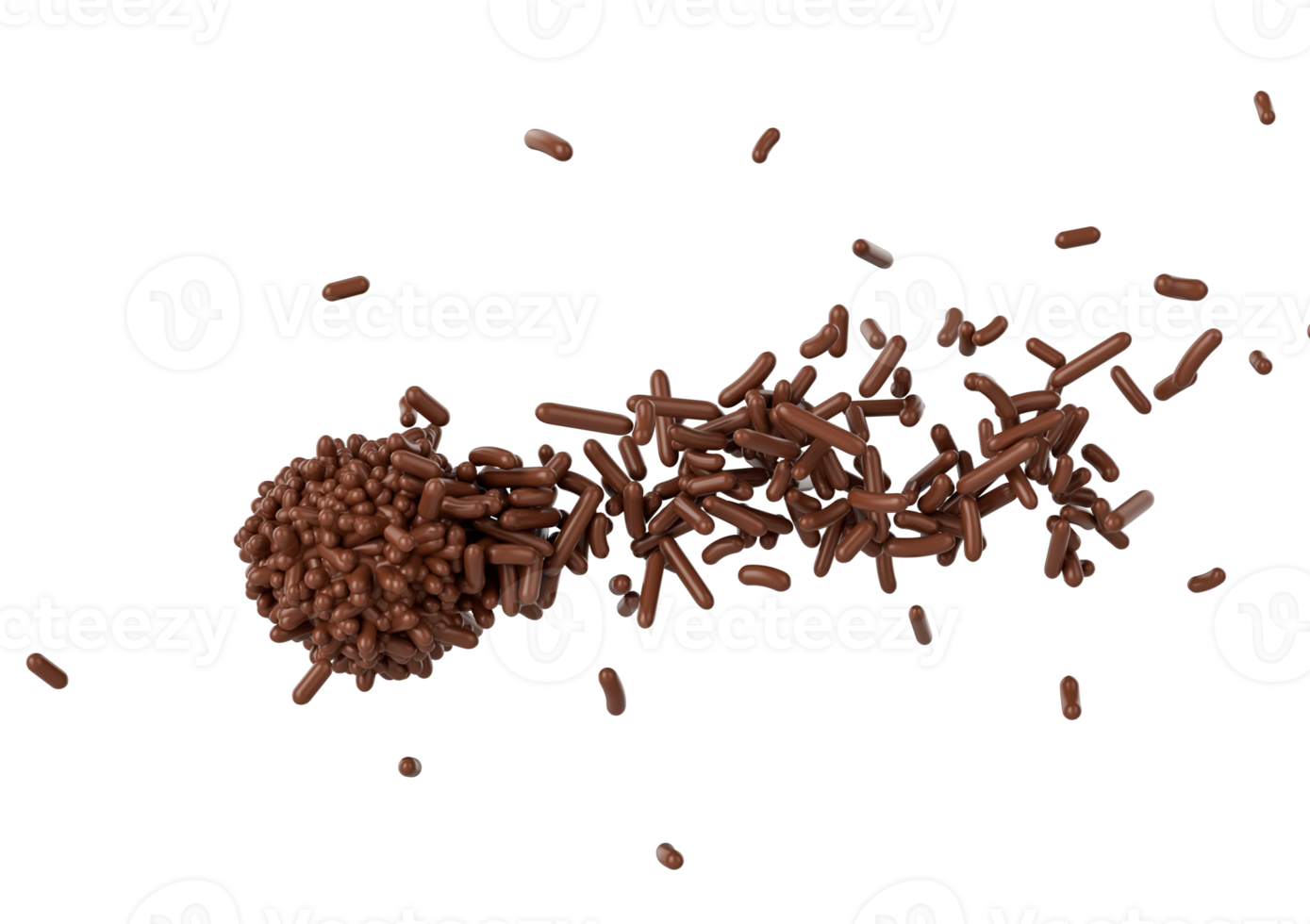 Scattered Brigadeiro Brazilian Dessert Ball Made Of Chocolate Sprinkles or Meises 3D Illustration png