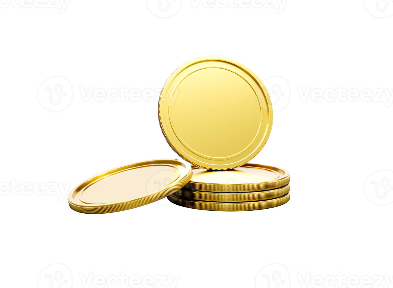 3d Stack Of Golden Coins Shiny Rounded Coins Stack 3d Illustration png