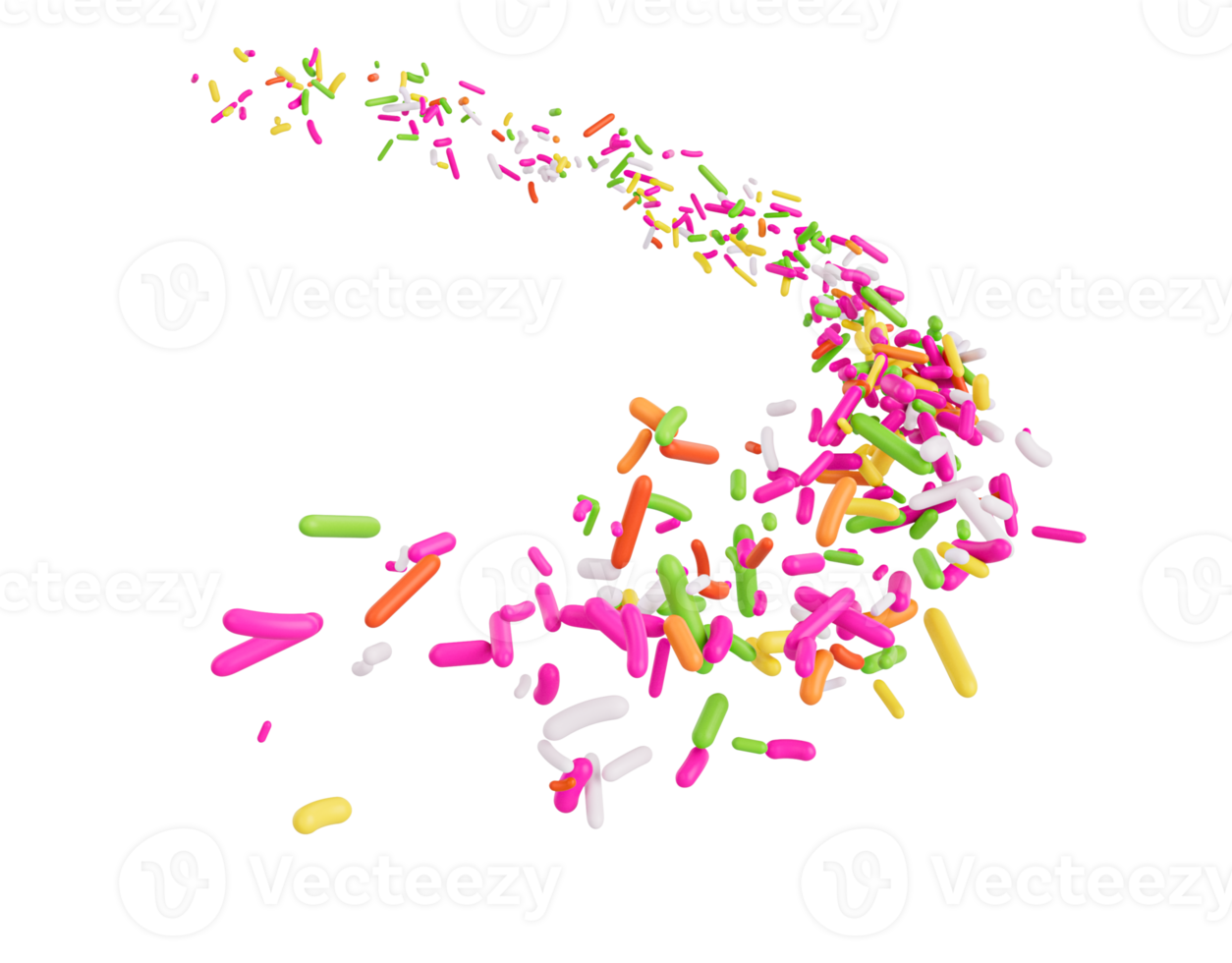 Colorful Sprinkles Or Meises For Cakes Flowing Coming In The Air 3D Illustration png