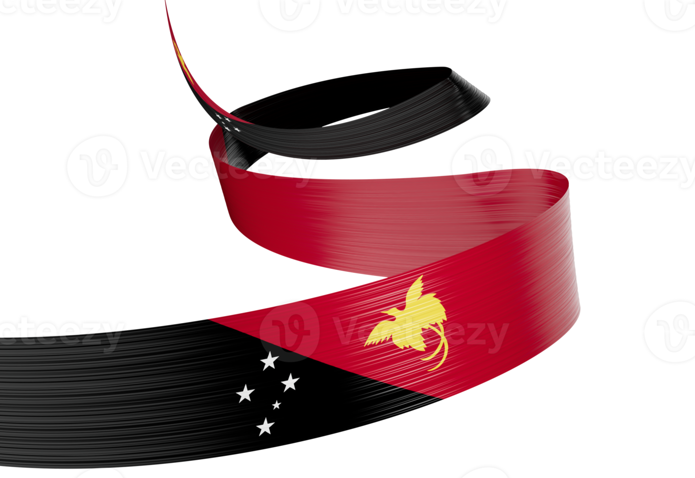 3d Flag Of Papua New Guinea 3d Shiny Waving Ribbon Flag 3d Illustration png