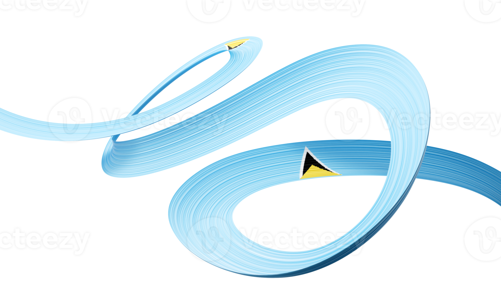 3d Flag Of Saint Lucia 3d Wavy Shiny Ribbon Flag 3d Illustration png