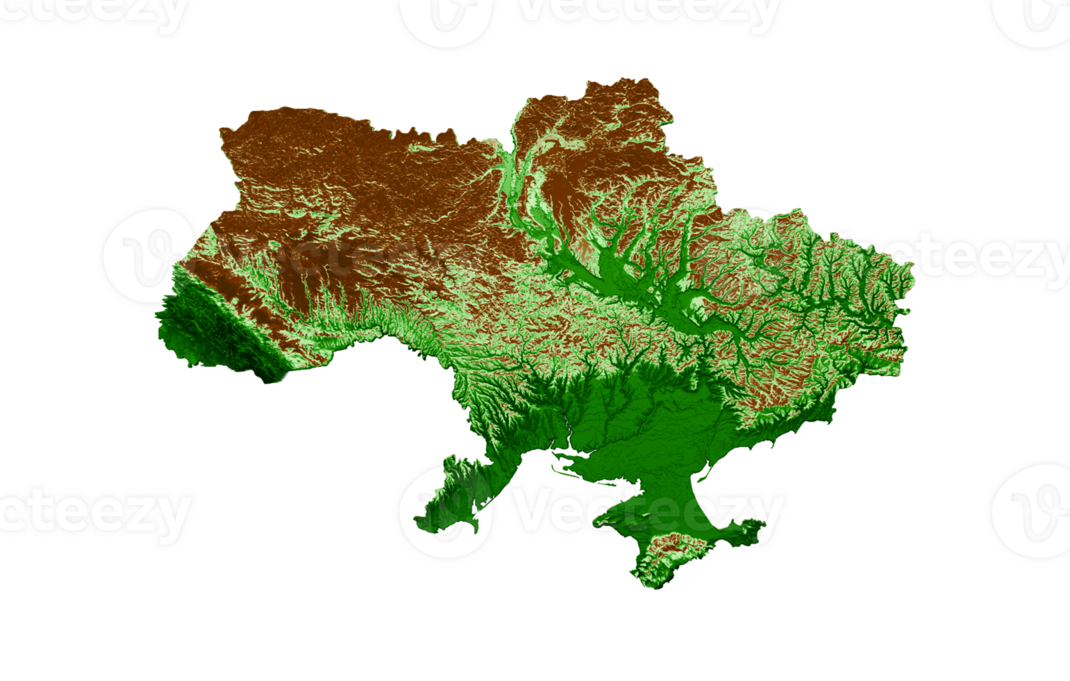 Ukraine Topographic Map 3d realistic map Color 3d illustration png