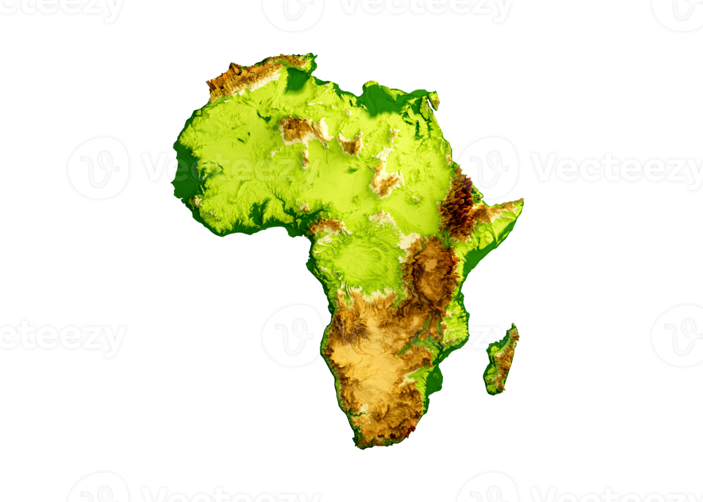 Africa Map Shaded Relief Color Height Map 3d Illustration png