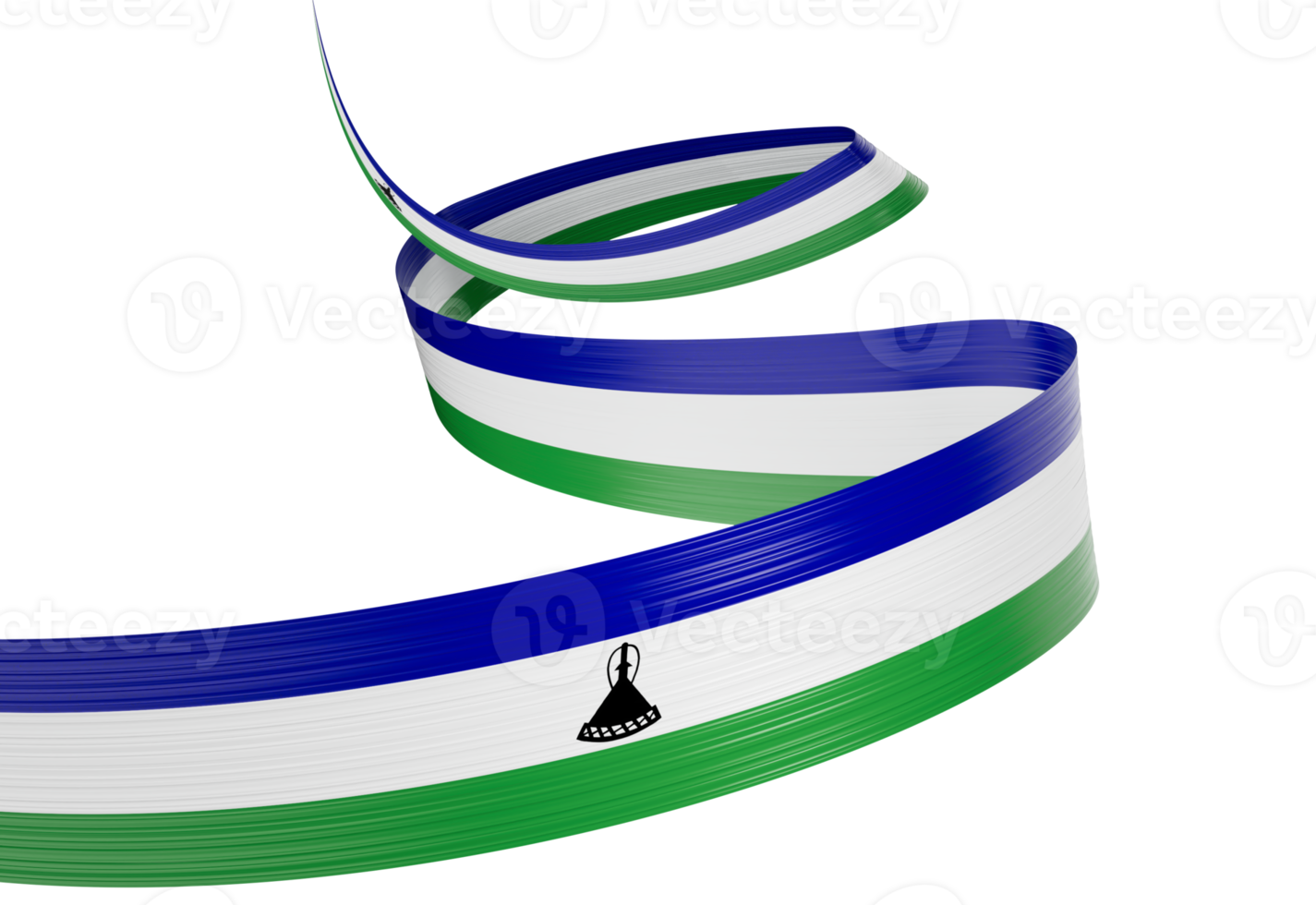 3d Flag Of Lesotho 3d Wavy Shiny Lesotho Ribbon Flag 3d Illustration png