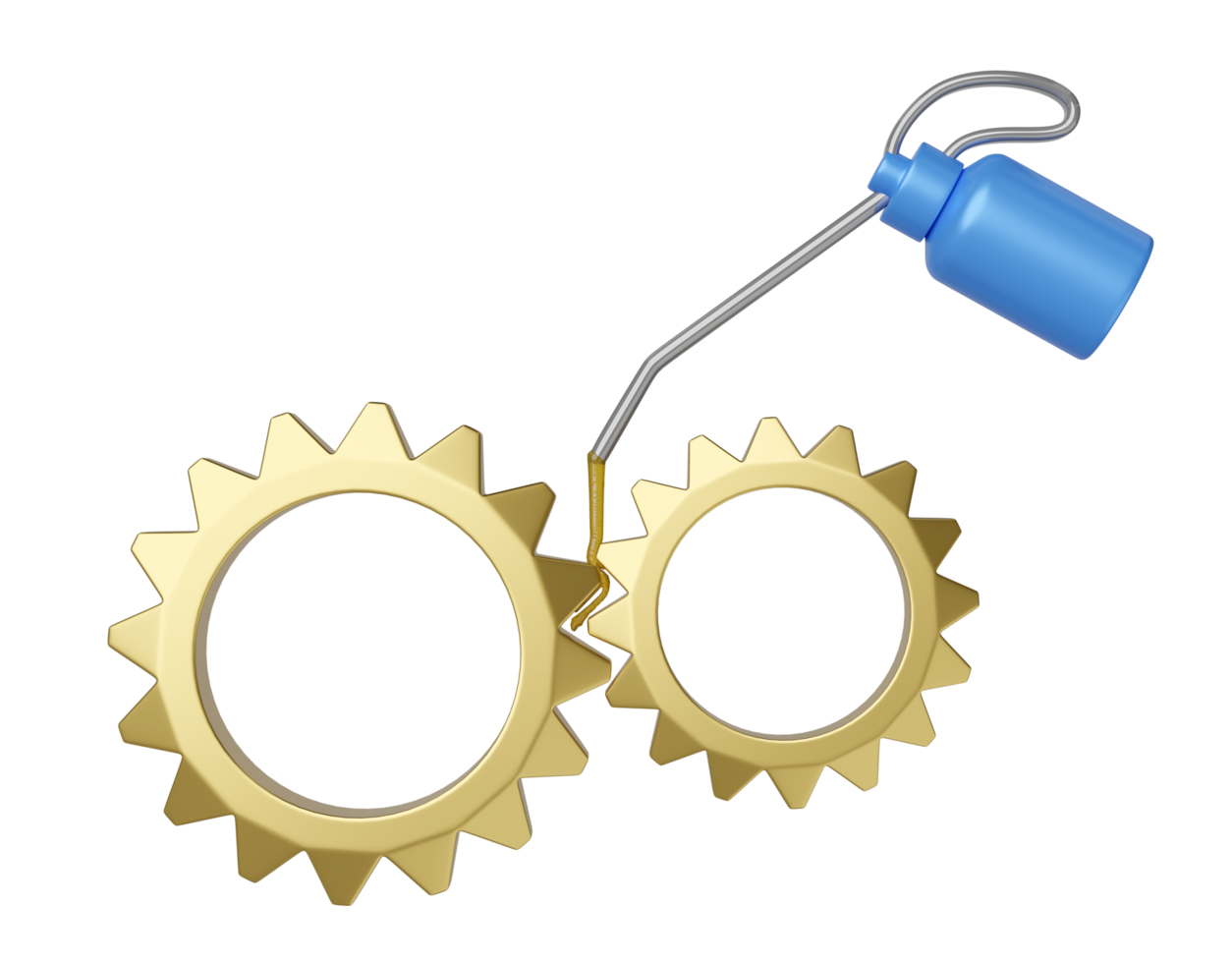 Metal oiler with cog isolated. 3d render illustration png