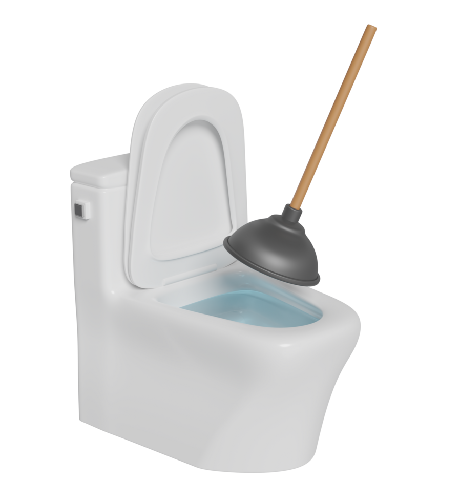 3d plunger for clean the blockage in the toilet isolated. cleaning tool equipment, 3d illustration render png