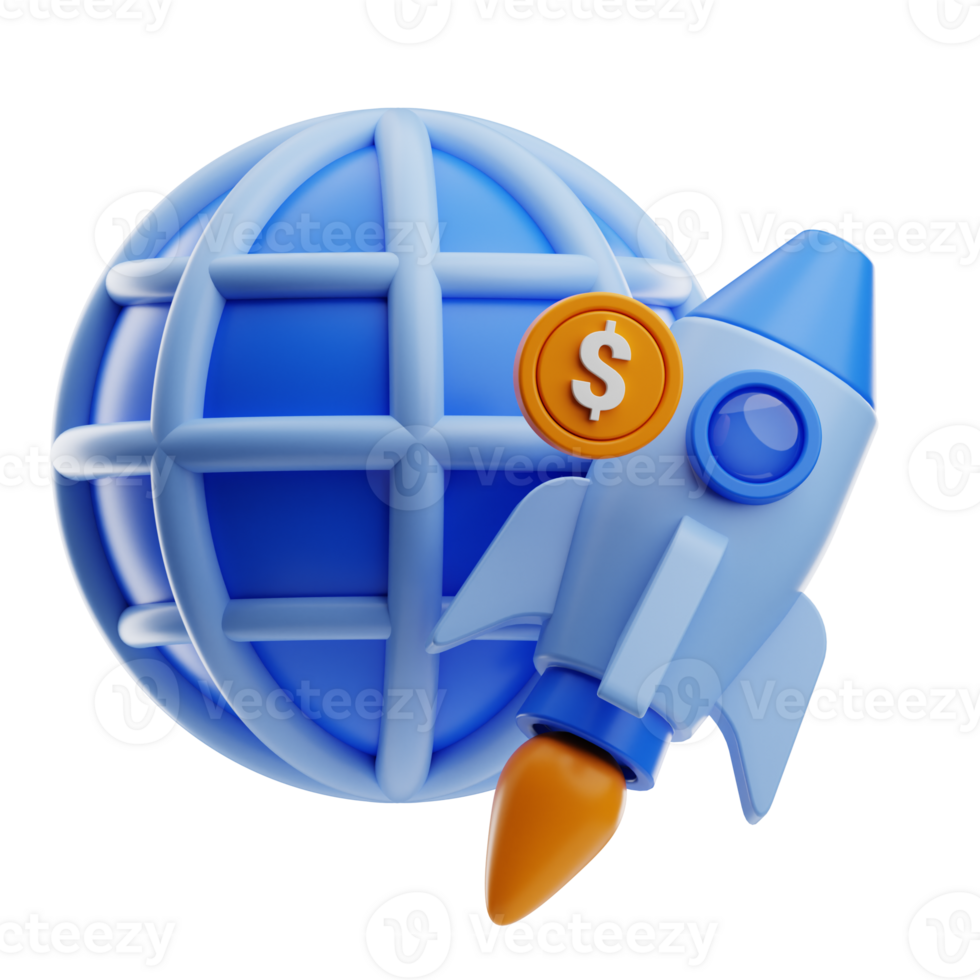 Startup Launch business object illustration 3d png