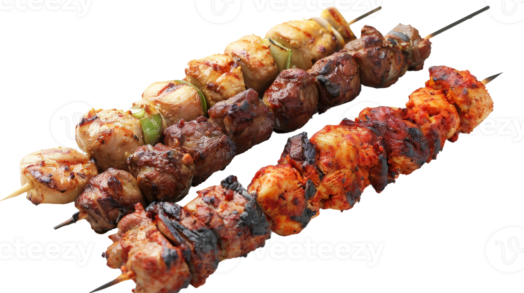 Mutton and Chicken Tikka on Transparent Background, Format png