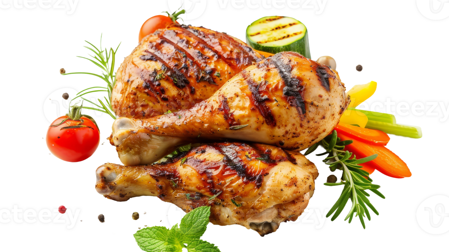 Grilled Chicken on Transparent Background, Format png