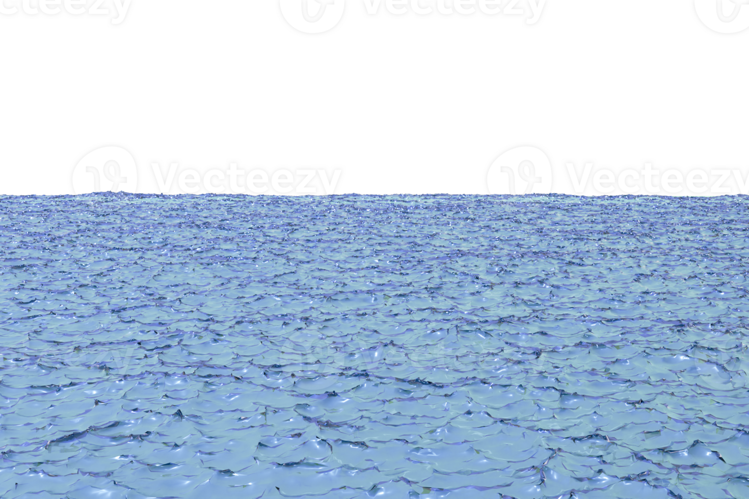 Sparkling open sea isolated on transparent background. Crystal blue pool of water with small peaks. Bright sea beach waters, isolated. Tropical waters. png