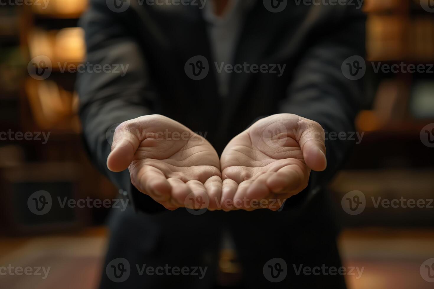 A close-up image of a person offering their open hands towards the viewer photo
