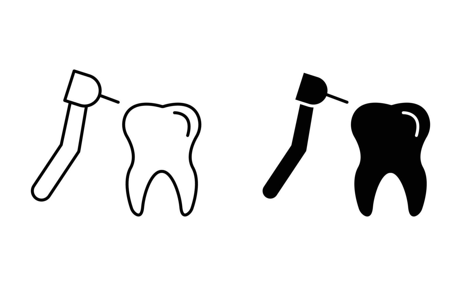 Dental drill outline icon collection or set. Dental drill Thin line art vector