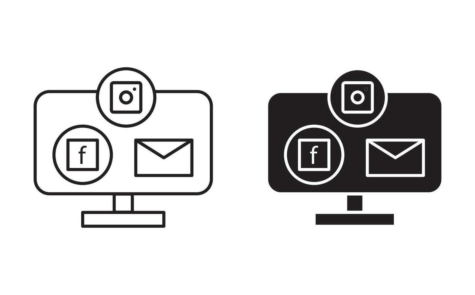 Digital marketing linear art icon set. Digital marketing mark for web vector