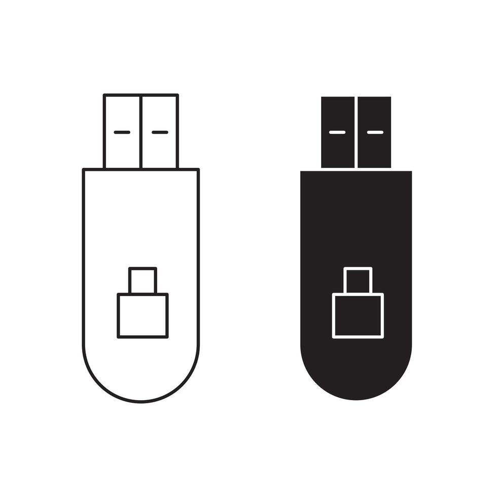 Encrypted pendrive outline icon collection or set. pendrive Thin line art vector
