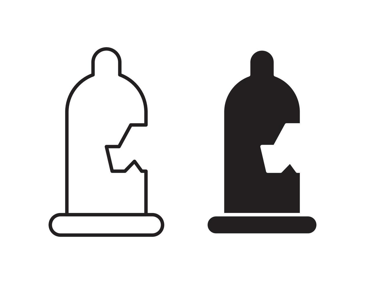 Broken condom outline icon collection or set. Broken condom Thin line art vector