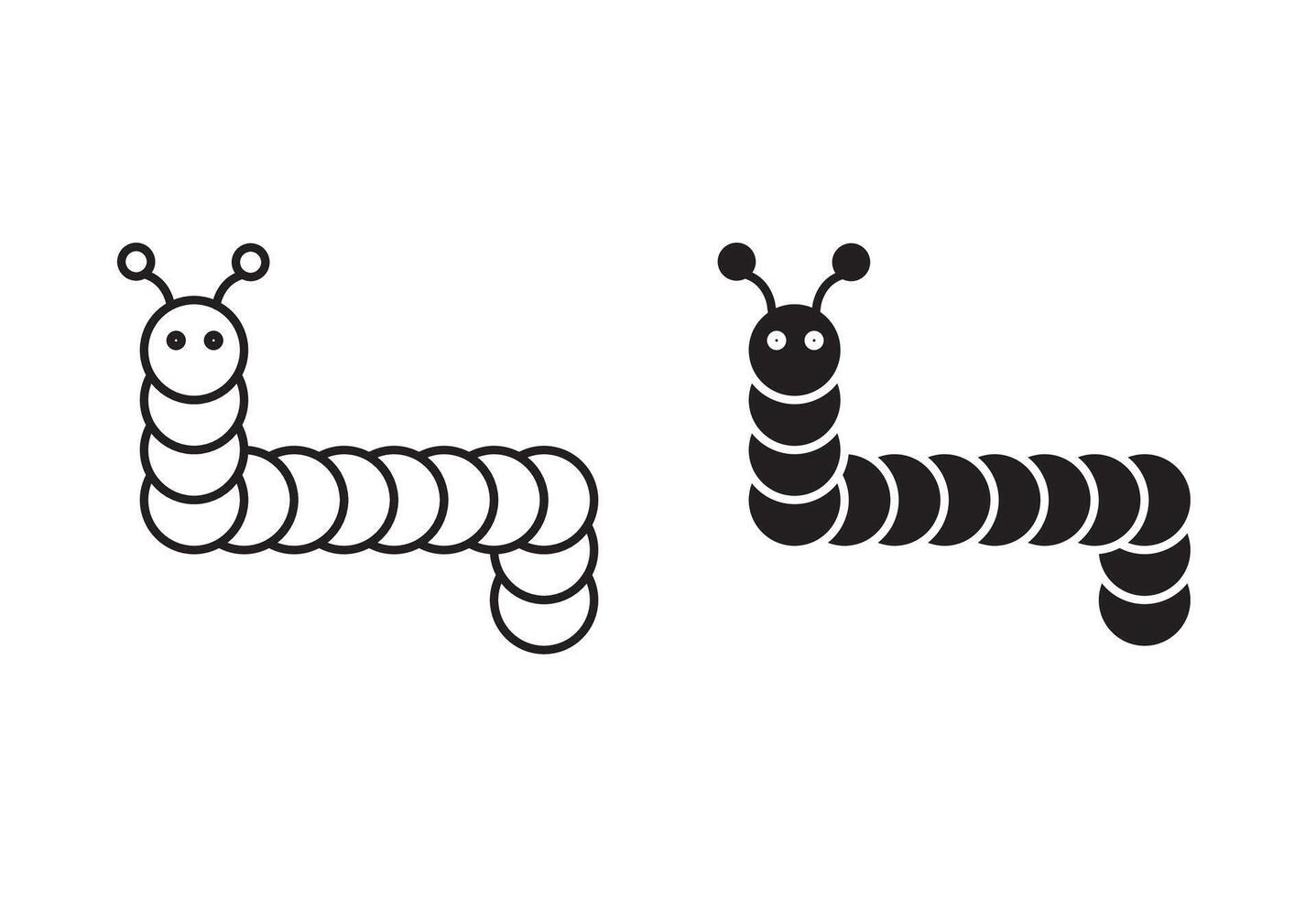 Caterpillar flat editable icon mark set. Caterpillar illustration with thin stroke vector