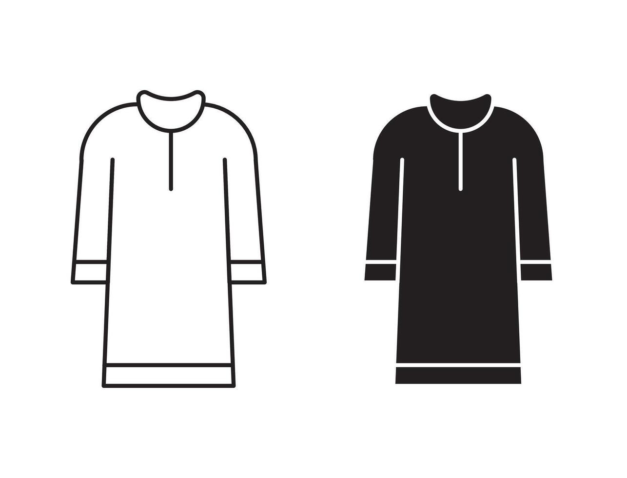 Kurta outline icon collection or set. Kurta Thin line art vector