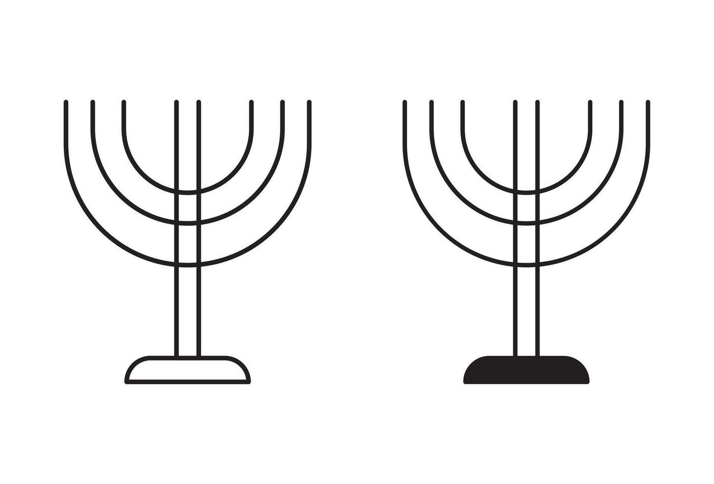 Jewish Candles outline icon collection or set. Jewish Candles Thin line art vector