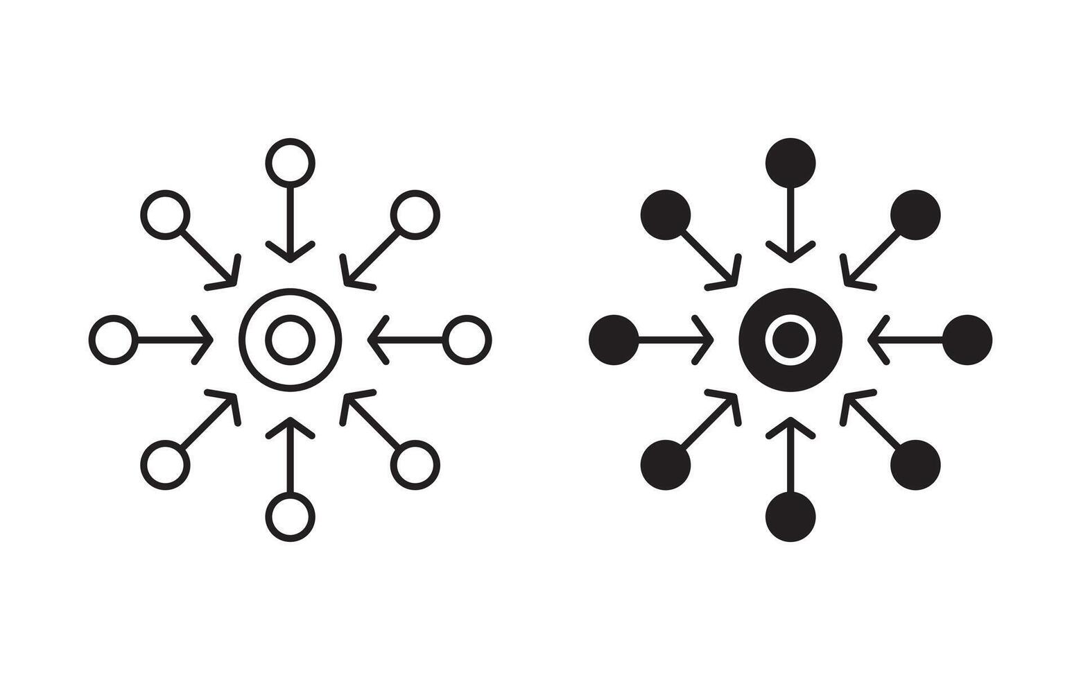 Centralized outline icon collection or set. Centralized Thin line art vector