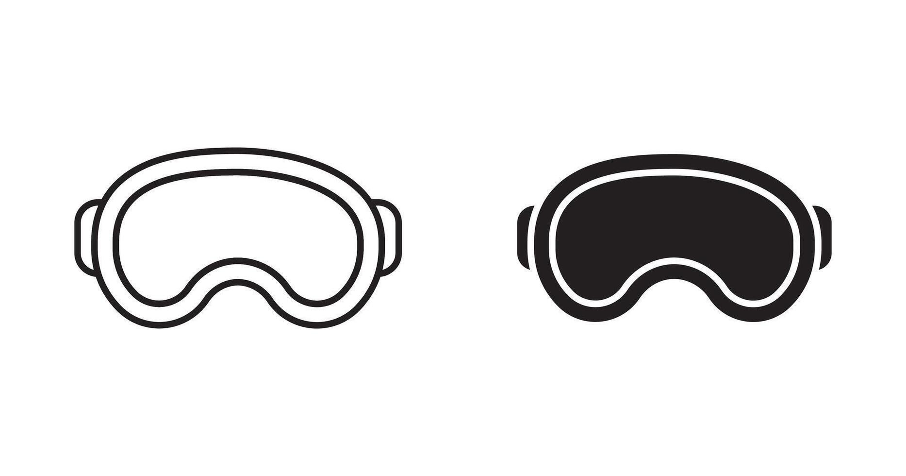 Ski goggles outline icon collection or set. Ski goggles Thin line art vector