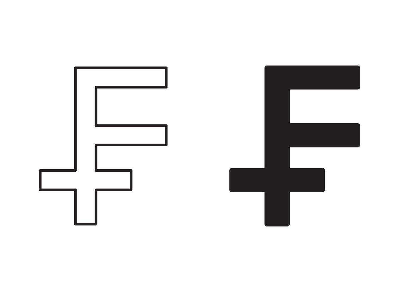 Swiss franc currency flat line icon set. Swiss franc currency Thin line illustration vector