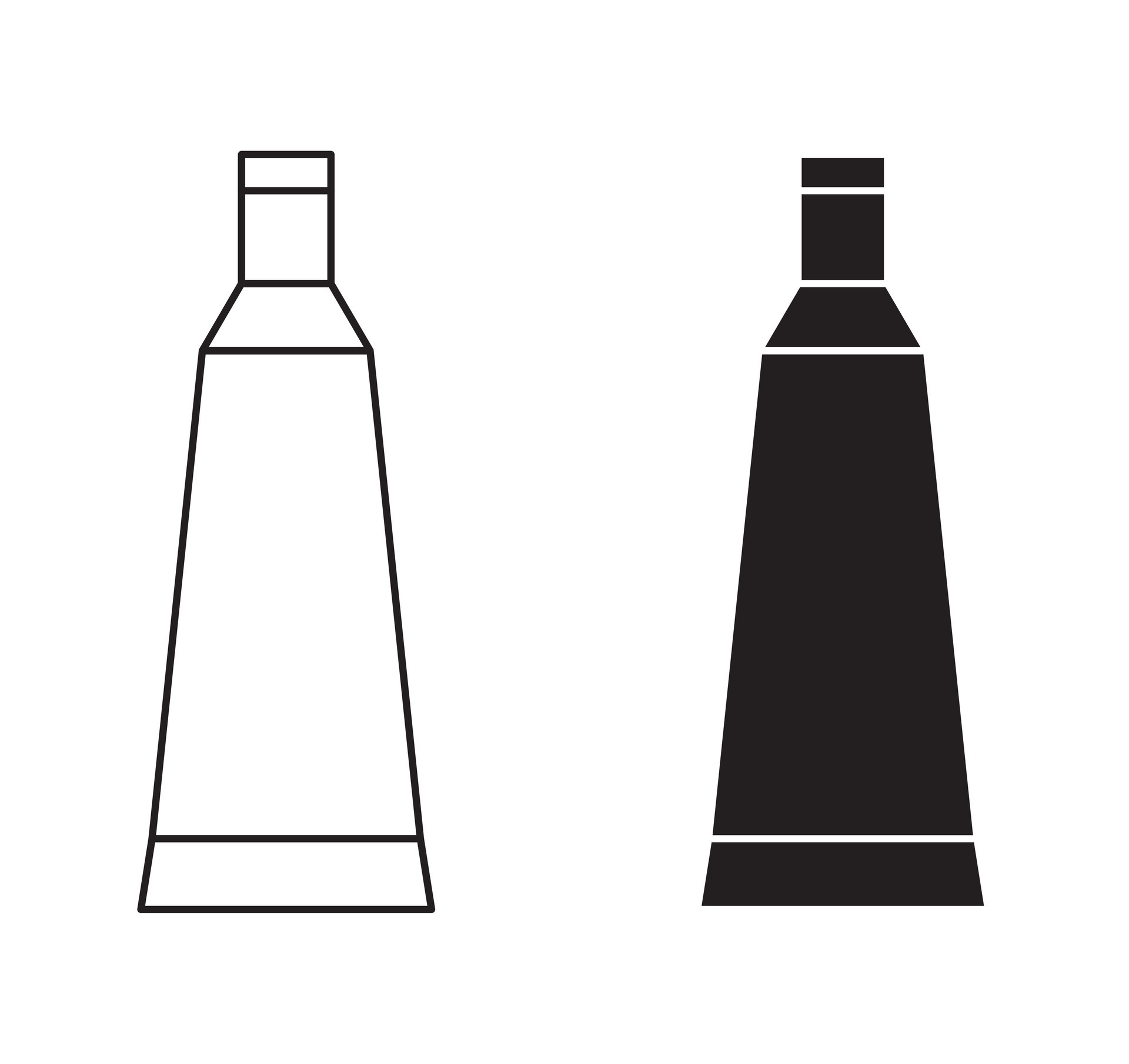 Toothpaste tube outline icon collection or set. Toothpaste tube Thin