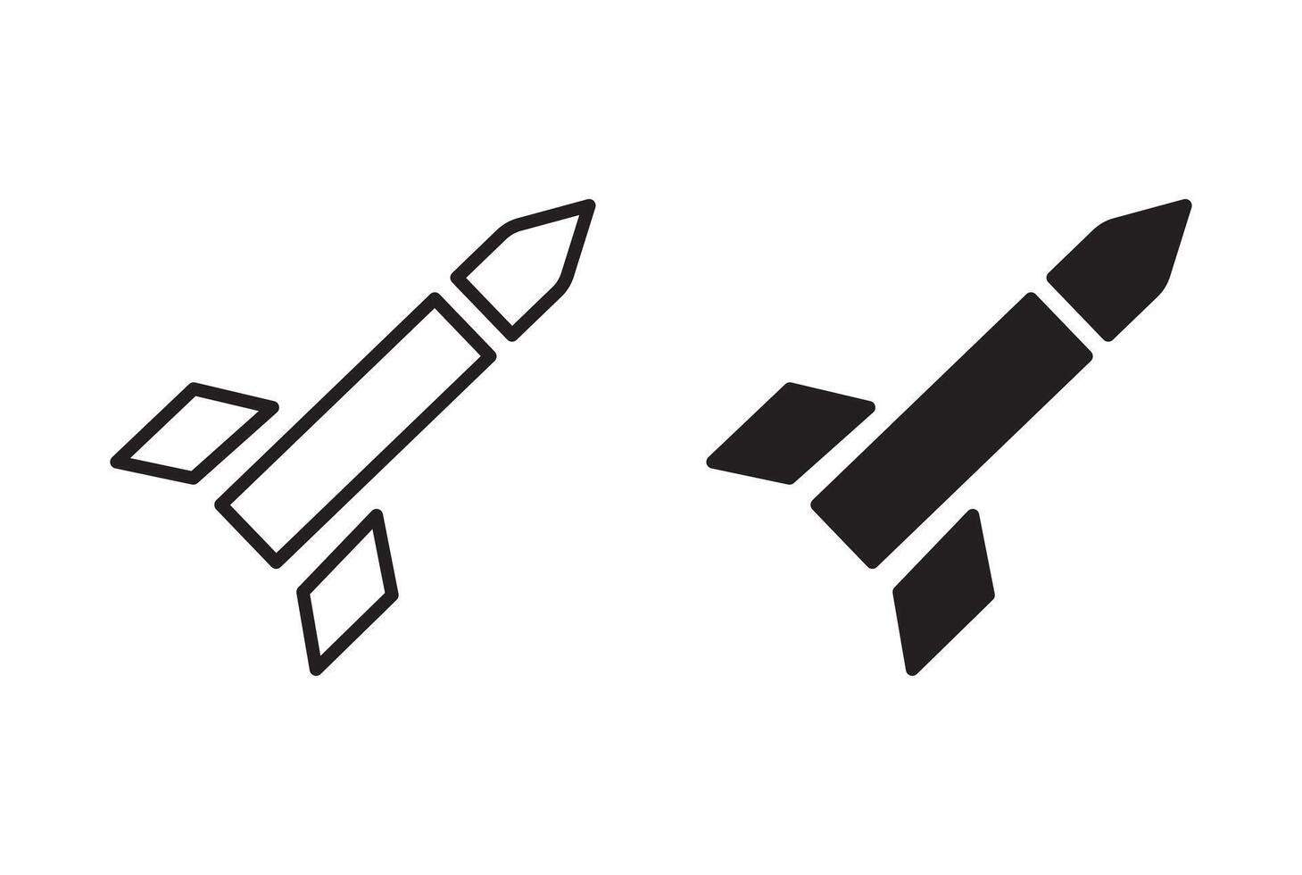 Missile linear thin line icon graphics. Missile set use for web ui or app vector
