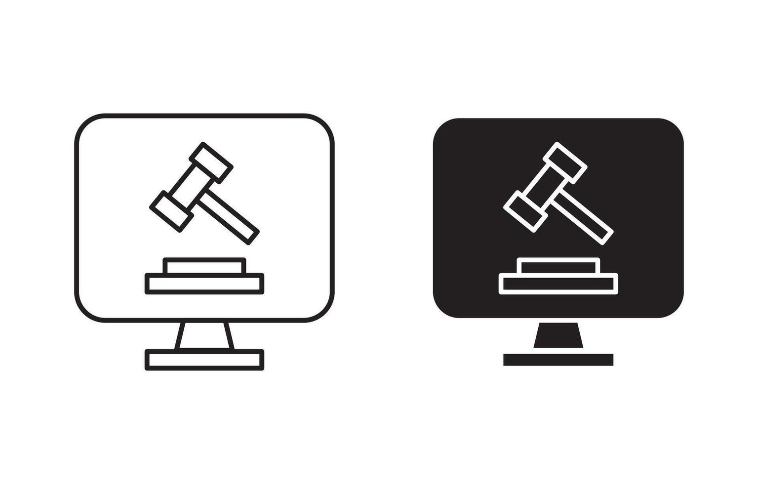 Online court outline icon collection or set. Online court Thin line art vector