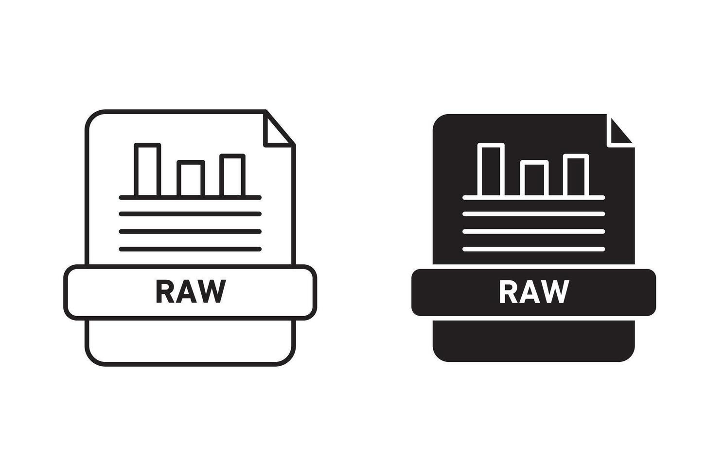 Raw data icon set in thin line outline style. Raw data linear sign vector