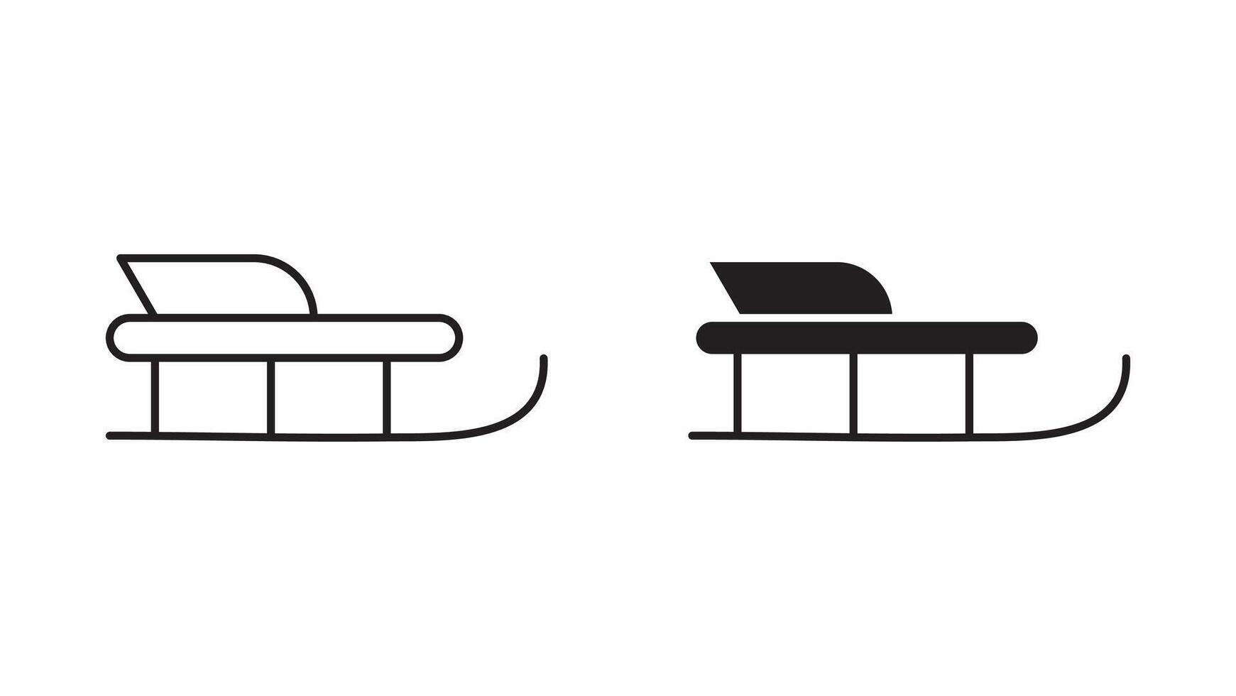 Sled linear art icon set. Sled mark for web vector
