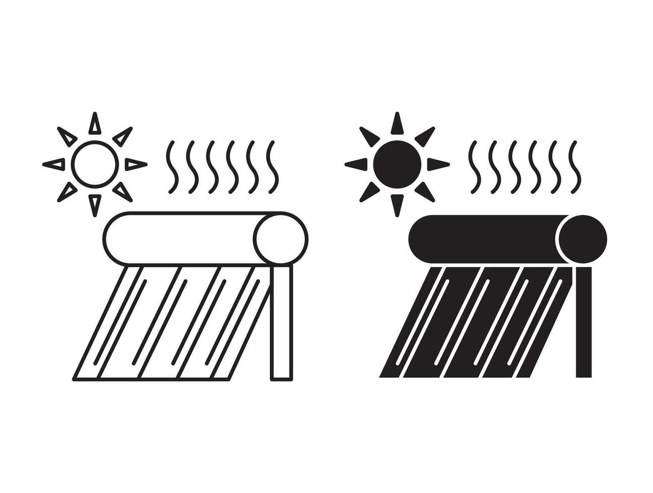 Solar Water Heater Outline Icon drawing set. Solar Water Heater for app web use vector
