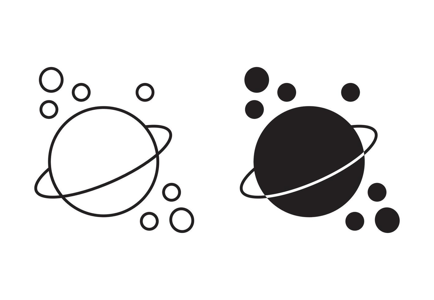 Space junk flat editable icon mark set. Space junk illustration with thin stroke vector