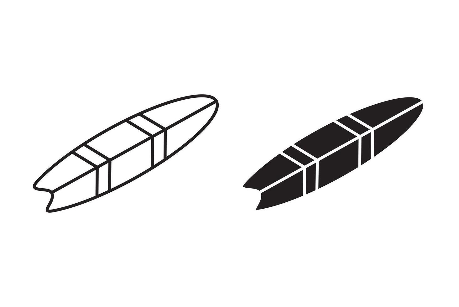 Surfboard flat editable icon mark set. Surfboard illustration with thin stroke vector