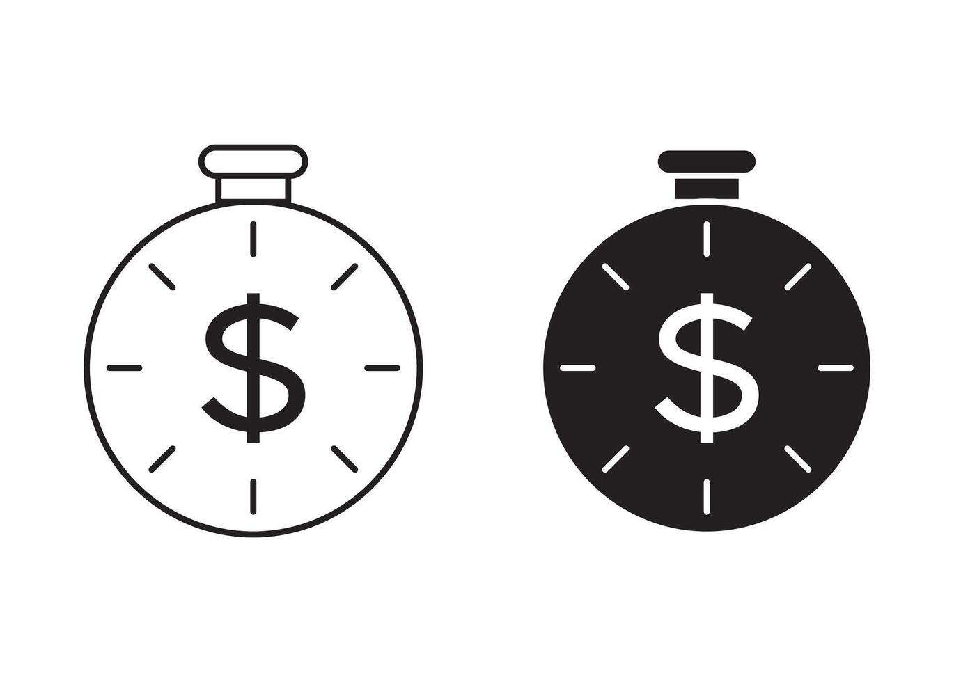 Time is money linear art icon set. Time is money mark for web vector