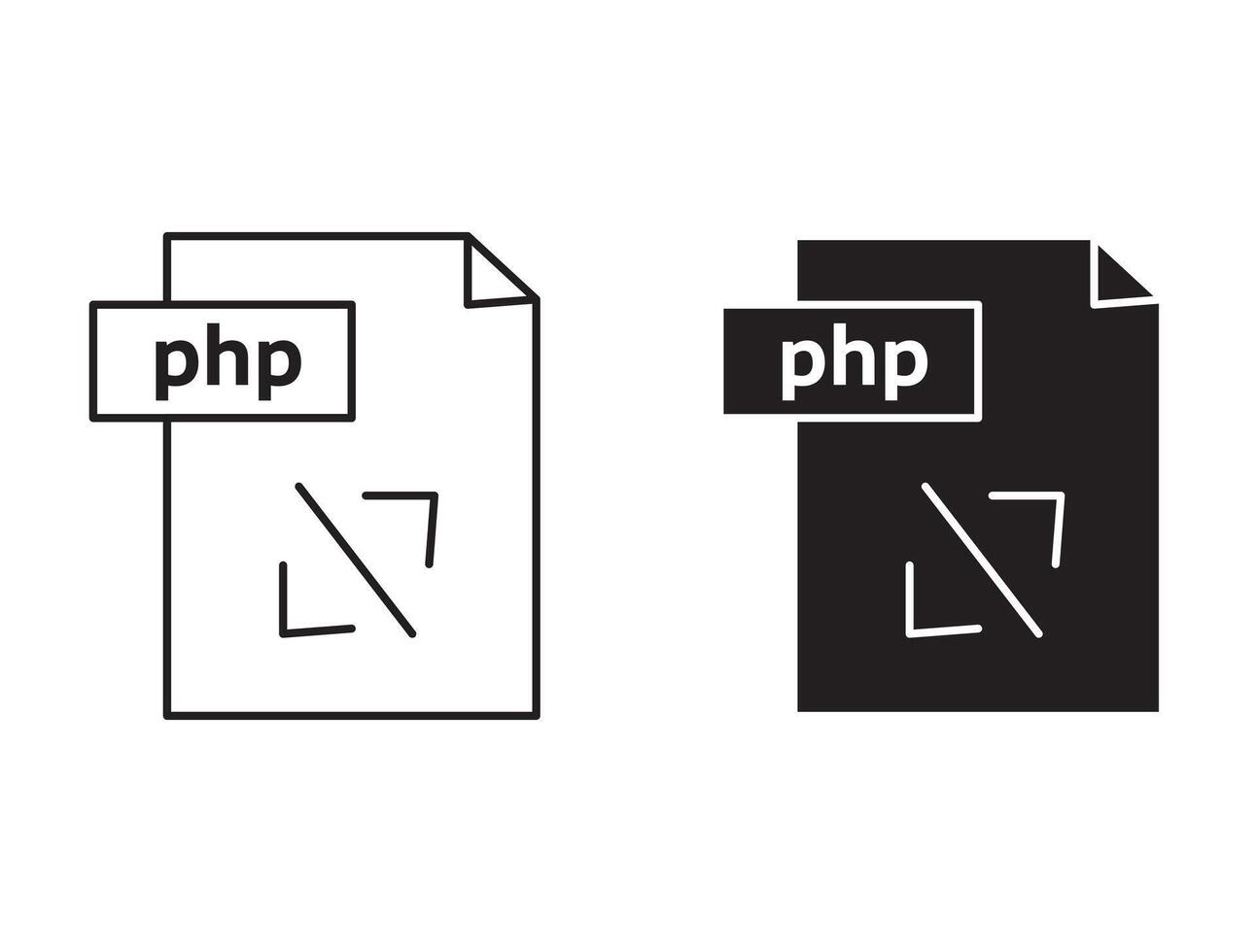 php Outline Icon drawing set. php for app web use vector