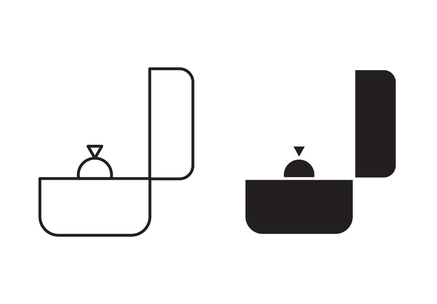 Ring box outline icon collection or set. Ring box Thin line art vector