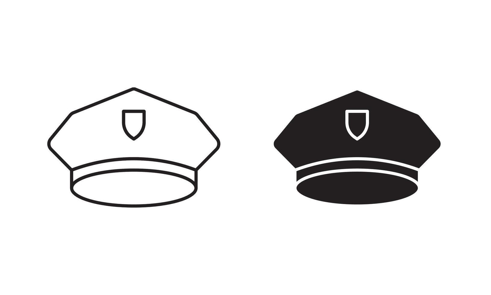 Police officer cap linear art icon set. Police officer cap mark for web vector