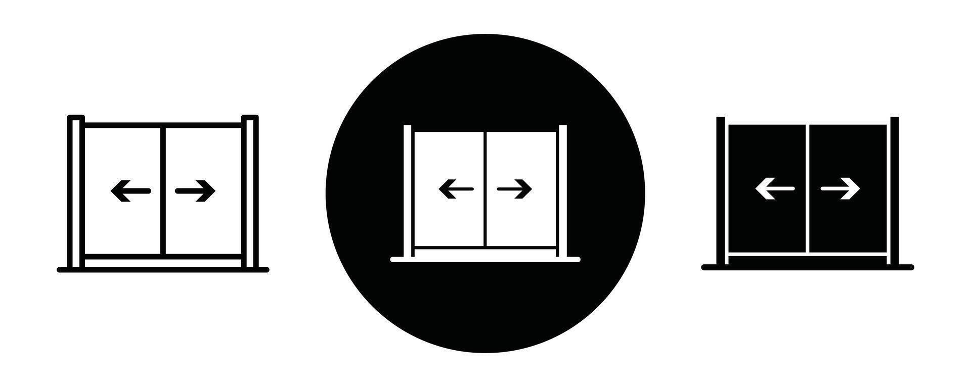 Automatic opening door outline icon collection or set. Automatic opening door Thin line art vector