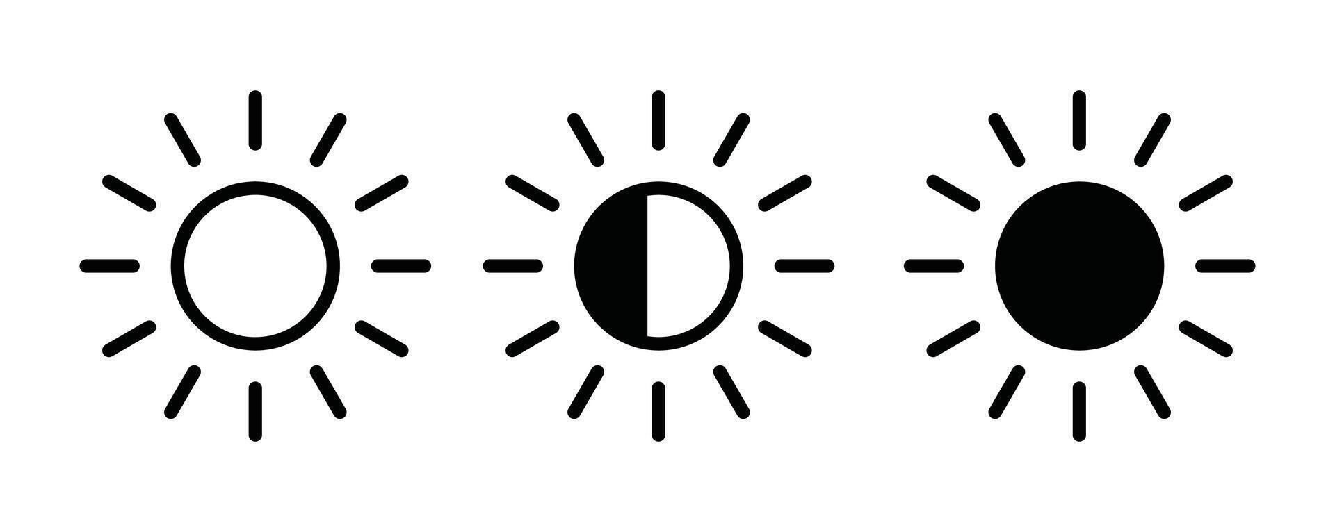 Brightness outline icon collection or set. Brightness Thin line art vector