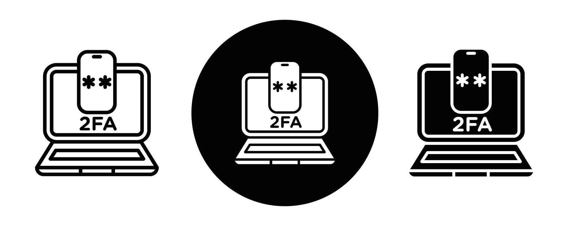 2FA Multifactor verification outline icon collection or set. 2FA Multifactor verification Thin line art vector