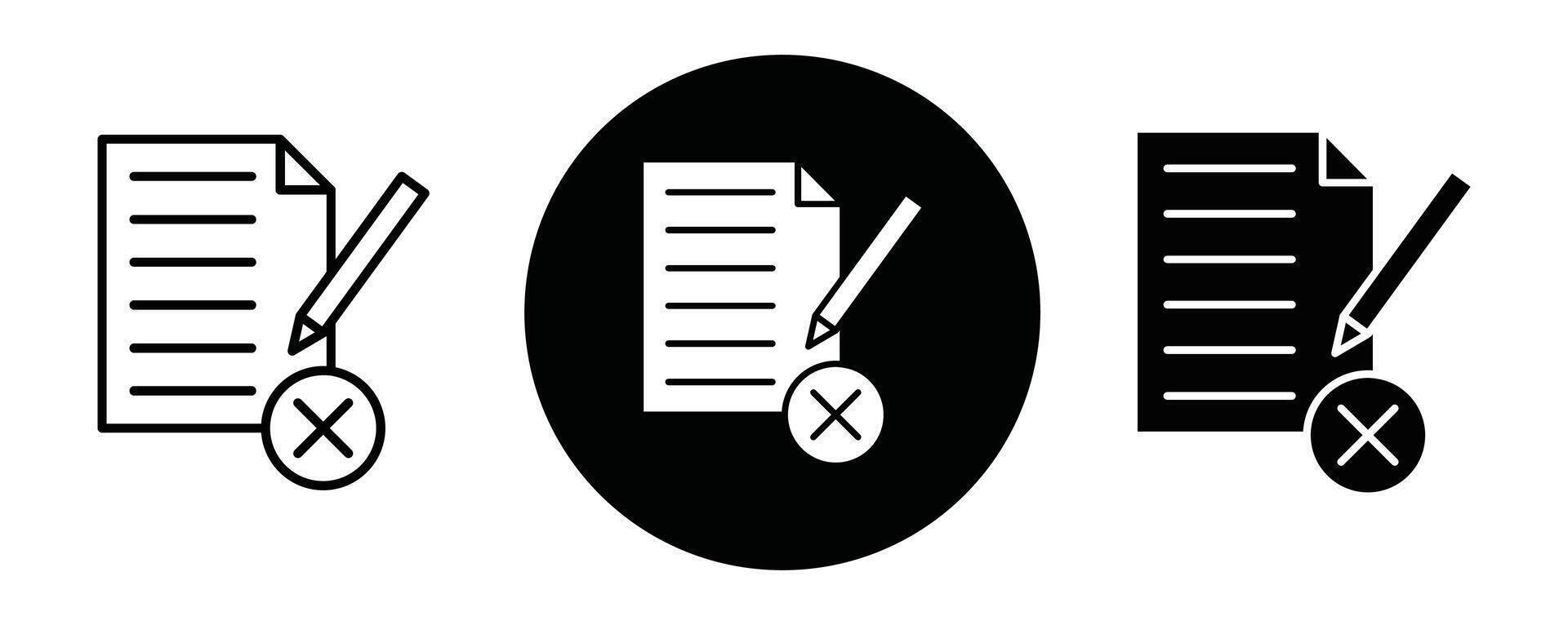Cancel file icon line art vector