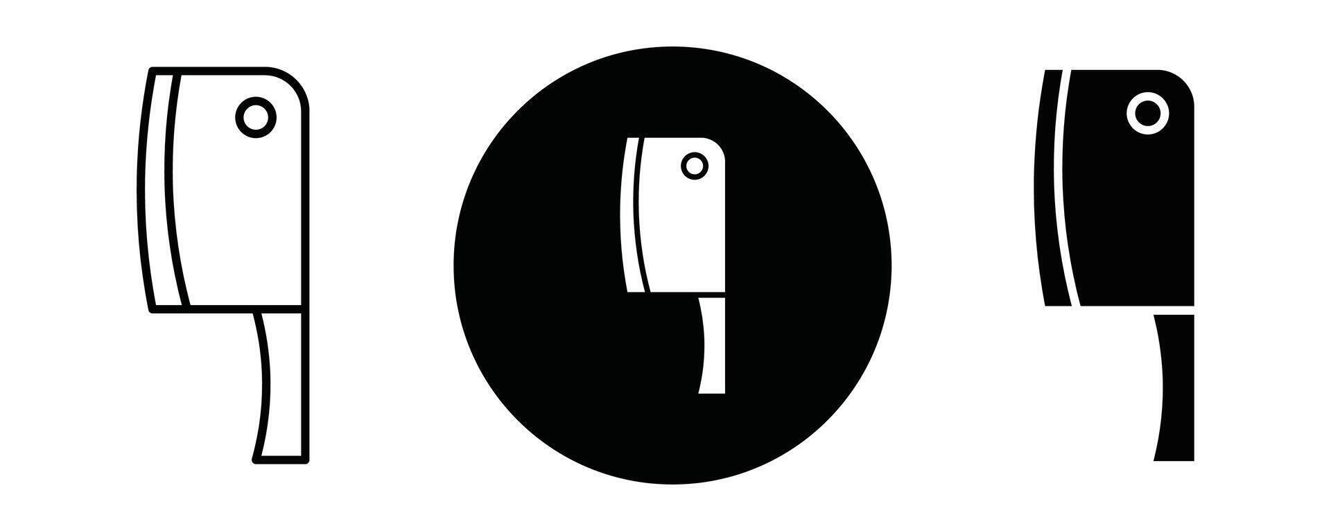 Cleaver for meat outline icon collection or set. Cleaver for meat Thin line art vector