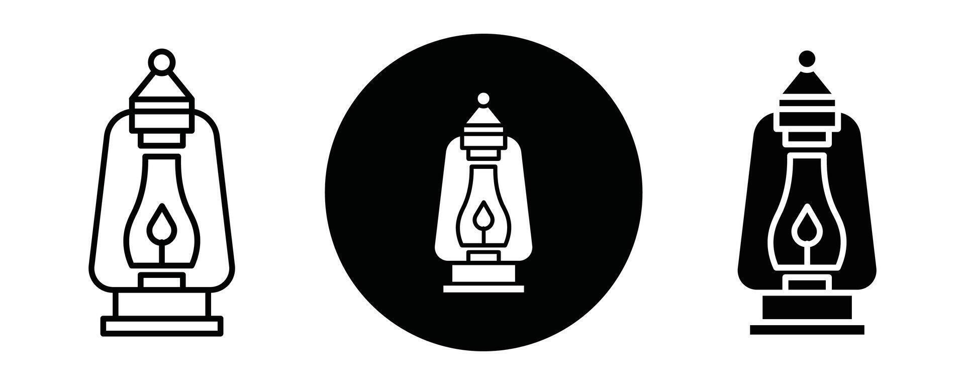 Camping lantern outline icon collection or set. Camping lantern Thin line art vector