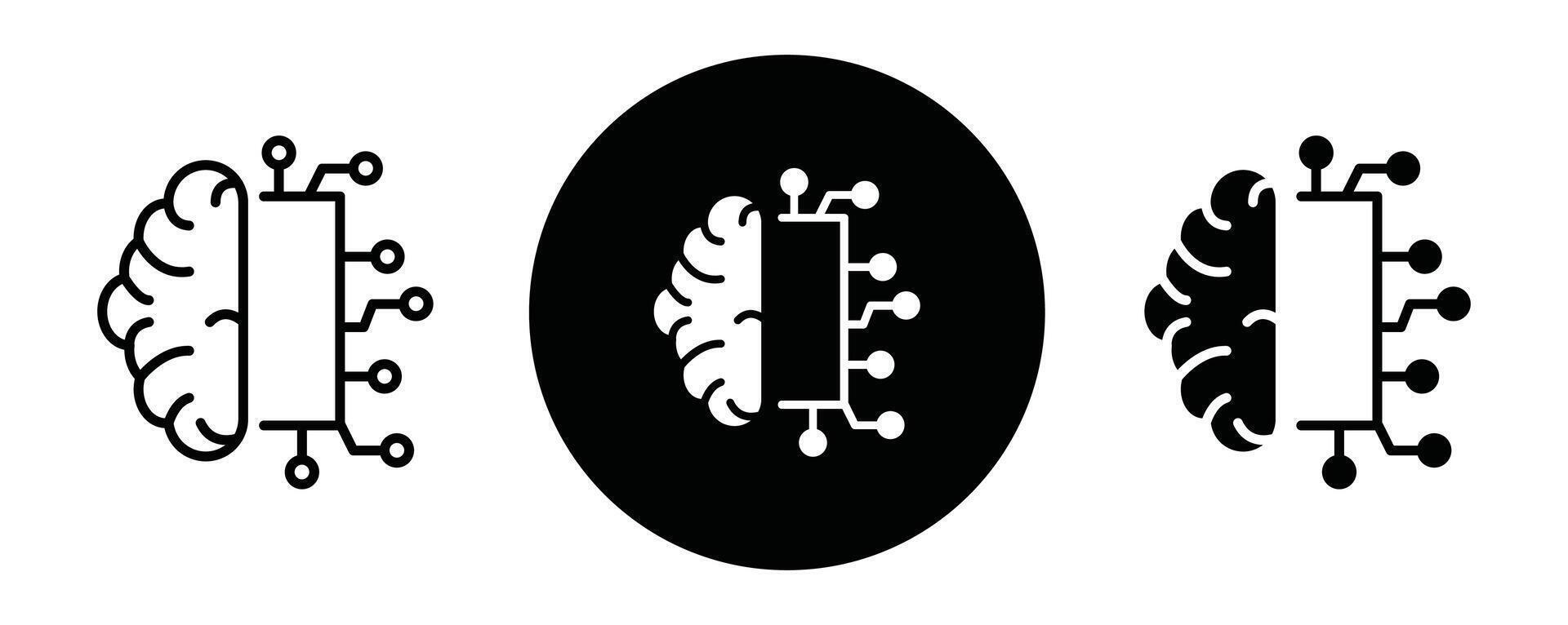 AI brain outline icon collection or set. AI brain Thin line art vector