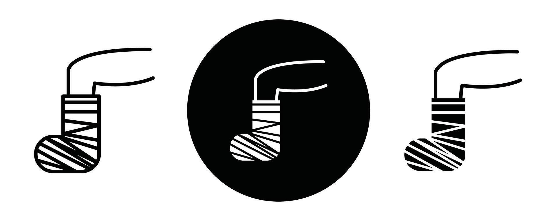 Broken leg in a plaster outline icon collection or set. Broken leg in a plaster Thin line art vector