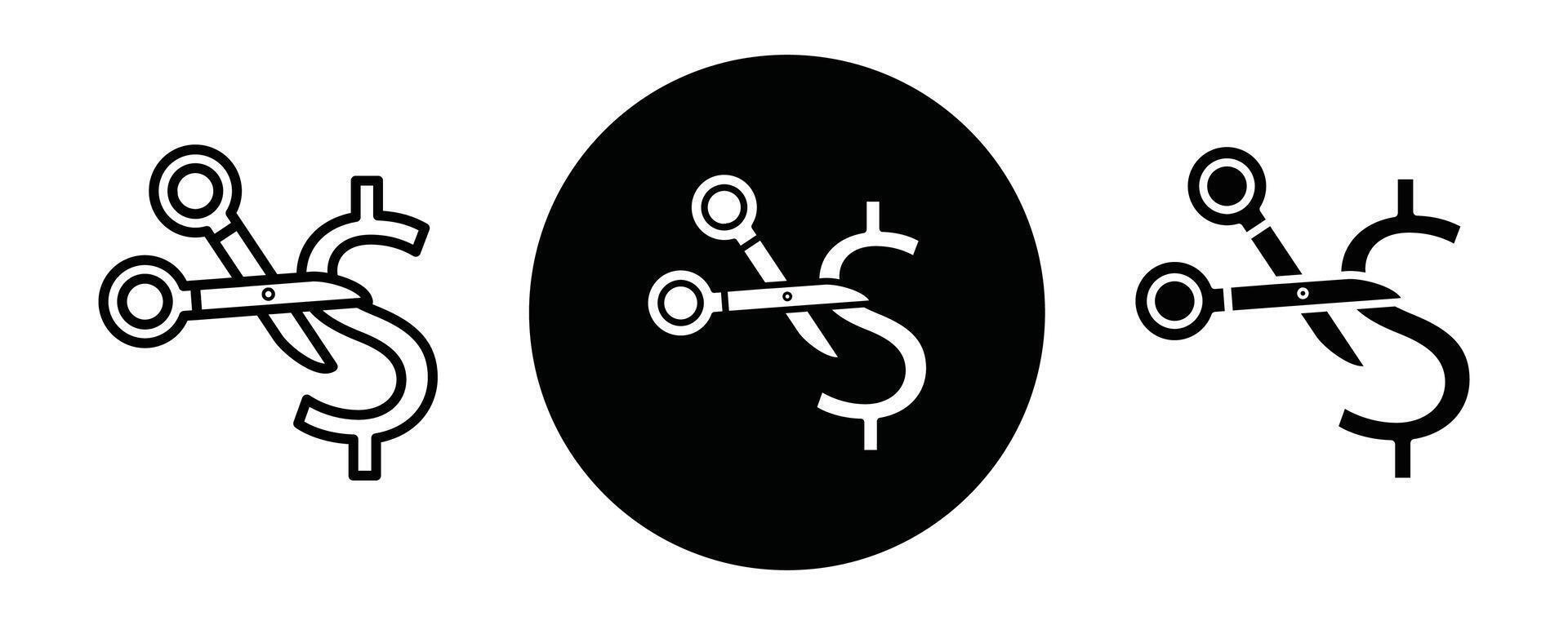 Cost cutting outline icon collection or set. Cost cutting Thin line art vector