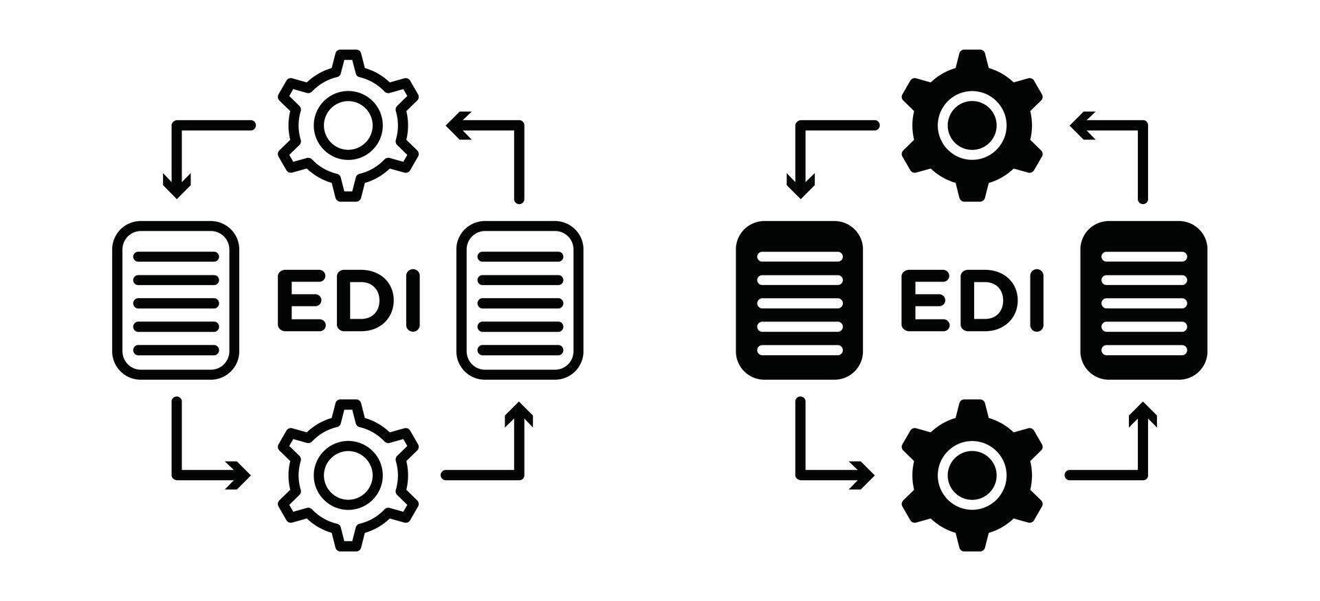 EDI outline icon collection or set. EDI Thin line art vector