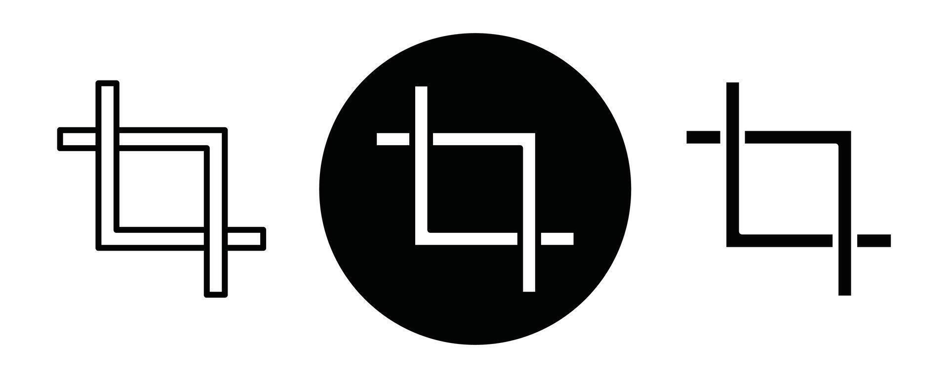 Crop outline icon collection or set. Crop Thin line art vector