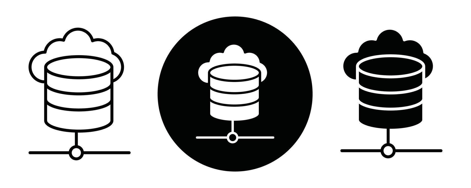 Cloud database outline icon collection or set. Cloud database Thin line art vector