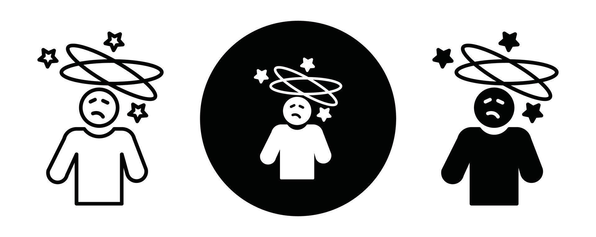 Dizziness outline icon collection or set. Dizziness Thin line art vector